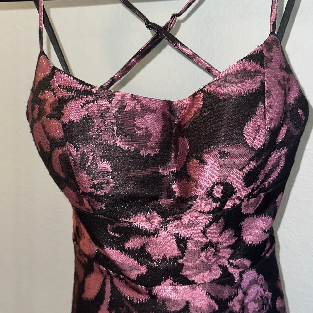 B Darlin Pink and Black Floral Mini Dress